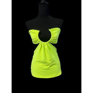 Susana Monaco Neon Green Sleeveless Halter Top, Summer, Vacation, RESORT